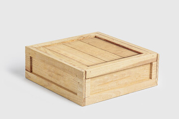 Caja de Madera, Cerrada, Aislada en fondo Blanco
