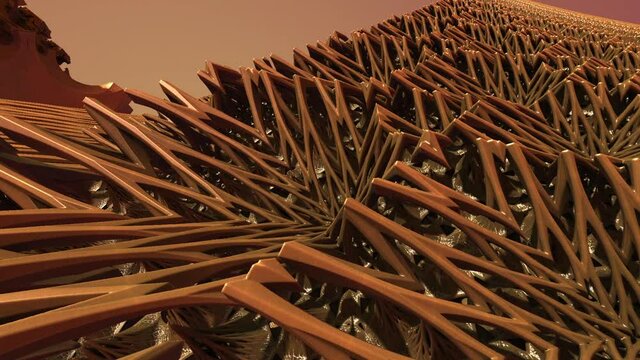 Orange 3D Fractal Mountain with Texture and HQ Graphics