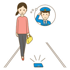 illustration of lady and wallet in the street