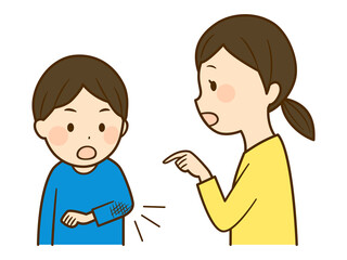 mother pointing the dirt with children's cloth