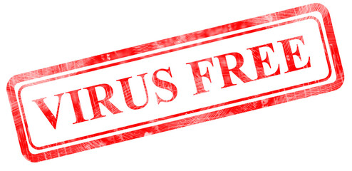 virus free disinfected seal red text and scratches - 3d rendering