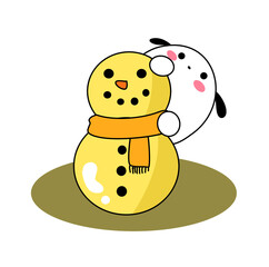 illustration of a snowman in a white background