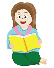 lovely girl reading a book vector design