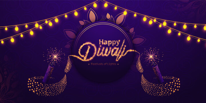 Happy Diwali Festivals Background with Particles