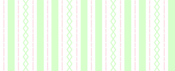 Seamless pattern of broken lines, crosses, and stripes in pastel colors. Vector illustration on a white background.