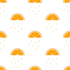 Fresh Orange,slices. Seamless Vector Pattern. 