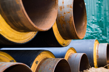 The pipeline is rusty and insulated - 388675936