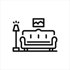 Black line icon for couch