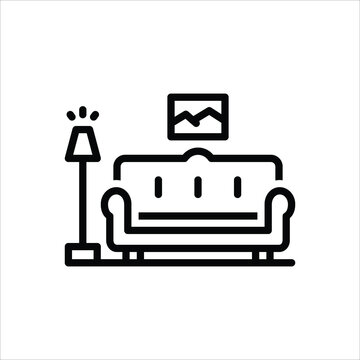 recommend clip art: Black line icon for couch