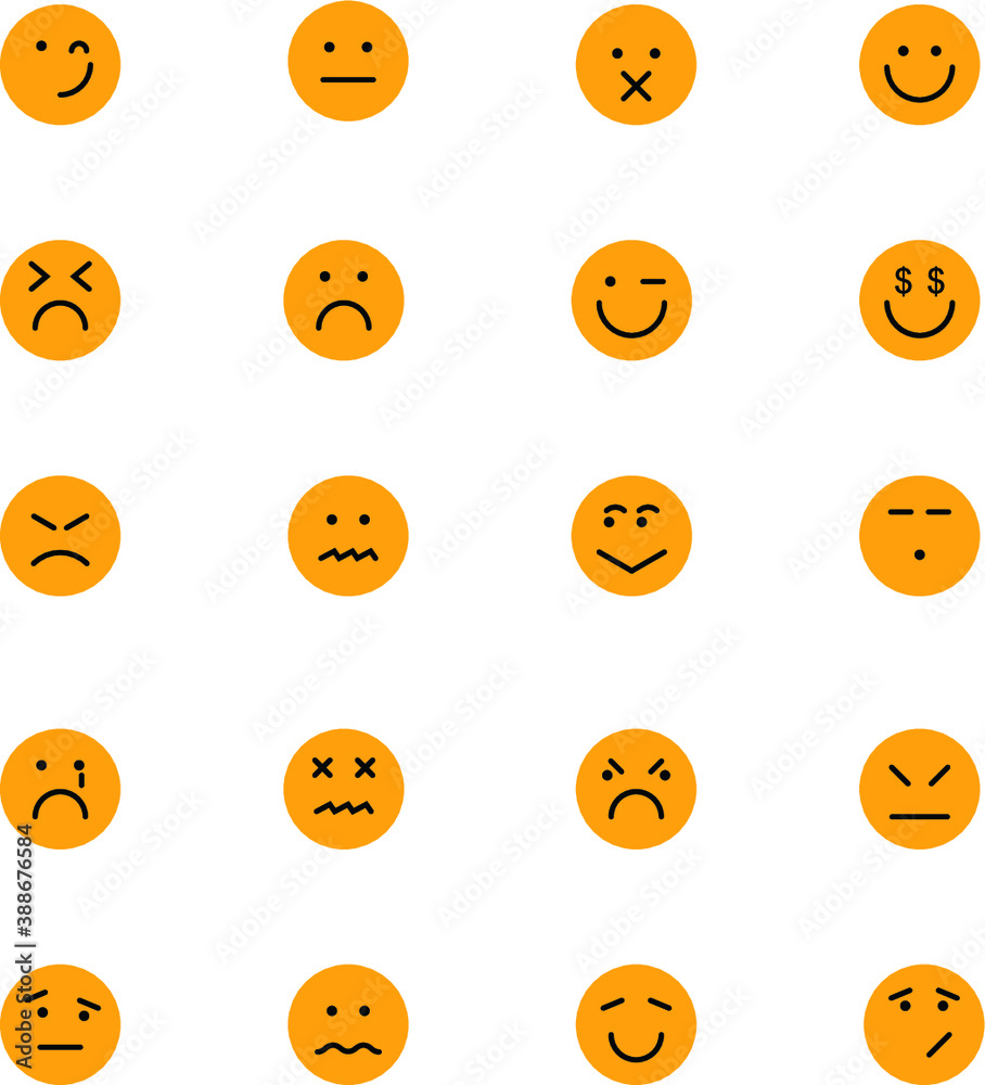 Sticker smiley colored vector icons