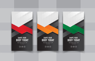 Shape your body today fitness stories banner templates design   