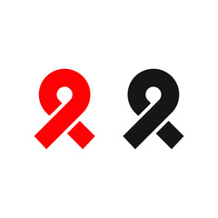 Awareness Ribbon Icon, Red and Black Symbol