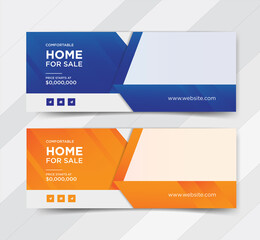 Comfortable home for sale web banner, cover templates design