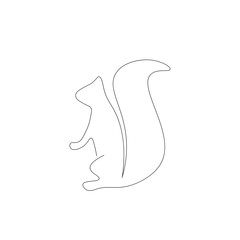 Squirrel animal silhouette on white background. Line draw vector illustration