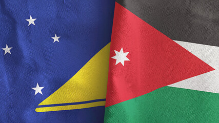 Jordan and Tokelau two flags textile cloth 3D rendering