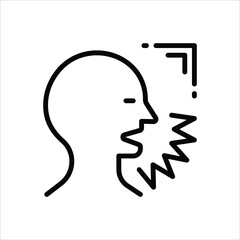 Black line icon for shout