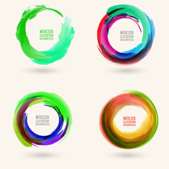 Watercolor circle texture. Vector circle elements