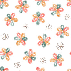 Fototapeta na wymiar seamless hand draw multicolour pattern background with simple flower