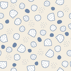 seamless scandinavian style pattern background with blue half circle and dot shape