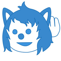 emoticon overhearing the conversation or listening to someone talking or just spying, simplistic facial expression vector illustration, wolf cartoon character, hand drawn linear icon