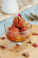 Diwali sweets. Gulab jamun. Indian dessert. Sweet dish, popular festival or wedding food