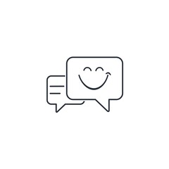 Dialog. Smile on imessage speech bubbles. Vector linear icon isolated on white background.