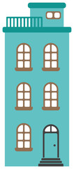 cartoon building / house flat design illustration (front view)