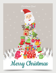 christmas santa claus tree card vector design 03