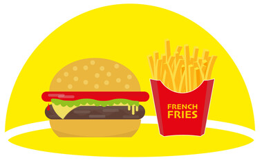 Burger and fries meal vector Illustration