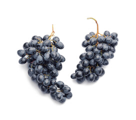 Sweet ripe grapes on white background