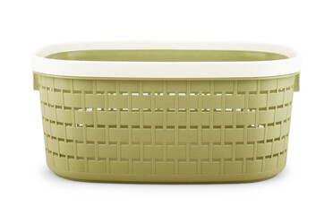 Empty wicker basket on isolated white backgrounds © vadarshop