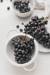 Composition with sweet ripe grapes on table