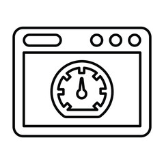 Application, browser, page speedometer line icon. Outline vector graphics