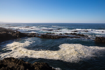 Landscape view of the rocky coast of California along Highway 1.