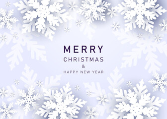 Christmas background. Merry Christmas card with snowflakes vector Illustration.