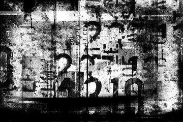 Abstract grunge futuristic cyber technology panoramic background. Drawing on old grungy surface	
