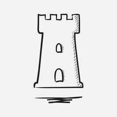 Medieval tower. Sketch vector illustration.