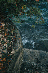 rocks with water slamming in