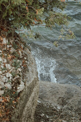 rocks with water slamming in