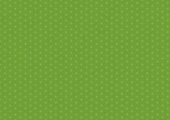 和紙に描かれた緑色の麻の葉、和柄パターン背景素材