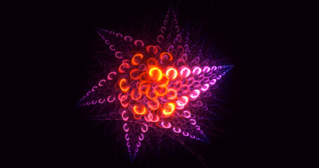 3D rendering abstract red fractal light background