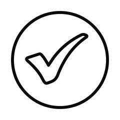 Approved, tick sign line icon. Outline vector isolated on a white background.