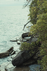 rocks with water slamming in