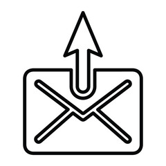 Email, arrow up, outgoing line icon. Outline vector graphics