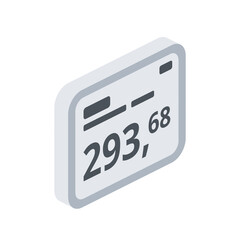 Electronic price tag. Vector 3d isometric, color web icons set, new flat style. Creative illustration, idea for infographics.