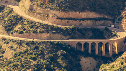 Fototapeta premium Road and viaduct from Granatilla viewpoint, Spain