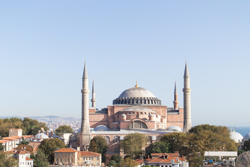 Fototapeta na wymiar Hagia Sophia Mosque, view from the city of Istanbul