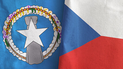 Czech Republic and Northern Mariana Islands two flags textile cloth 3D rendering