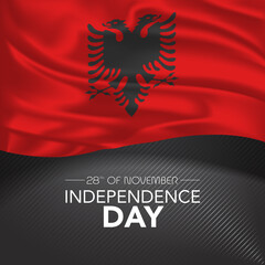 Albania happy independence day greeting card, banner, vector illustration