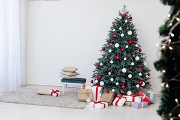 Christmas tree pine decor presents new year house